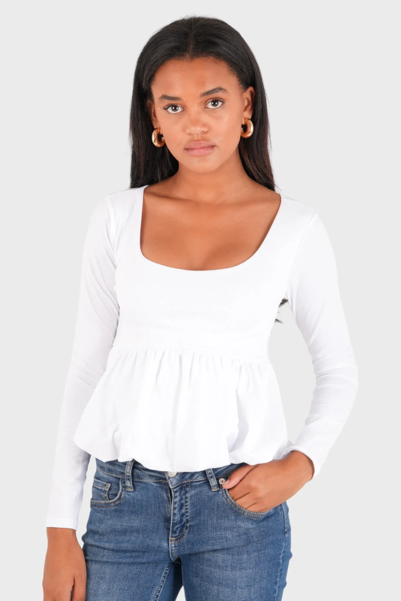 "Peplum" top white