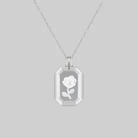 RAPHAEL. Etched Glass Rose Necklace - Silver