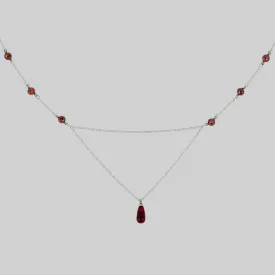 RELISH. Medieval Red Glass Droplet Necklace - Silver