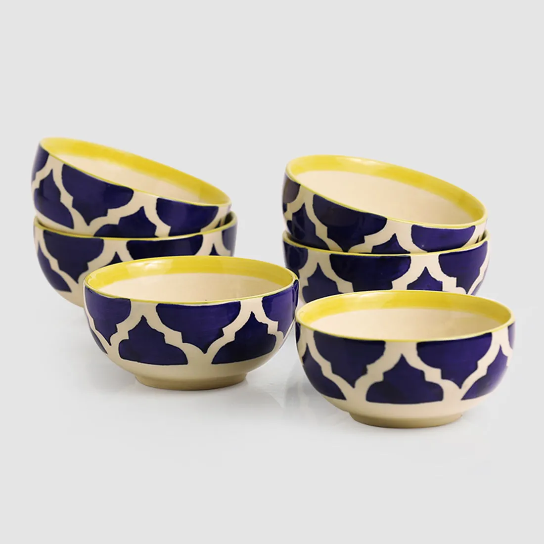 'Six Mediterranean Bowls' Handpainted Serving Bowls In Ceramic (Set Of 6)