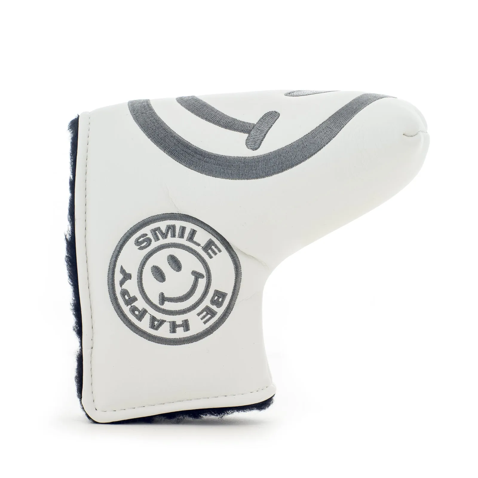 Smile Face Head Cover for Blade and Midsize Mallet Putter, White