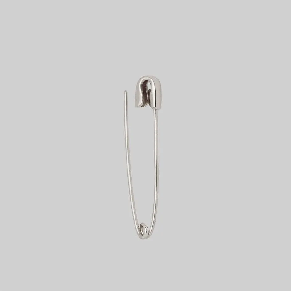 SOLENE. Safety Pin Single Earring - Silver