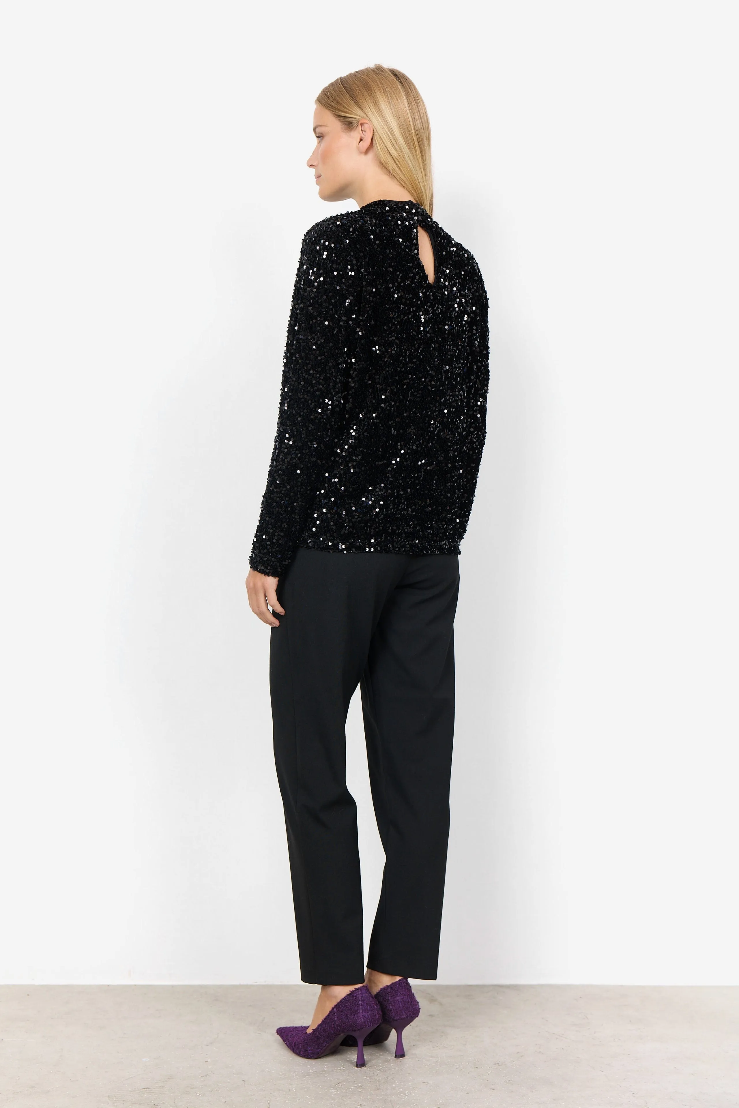 Soya Concept Sequin Top Black