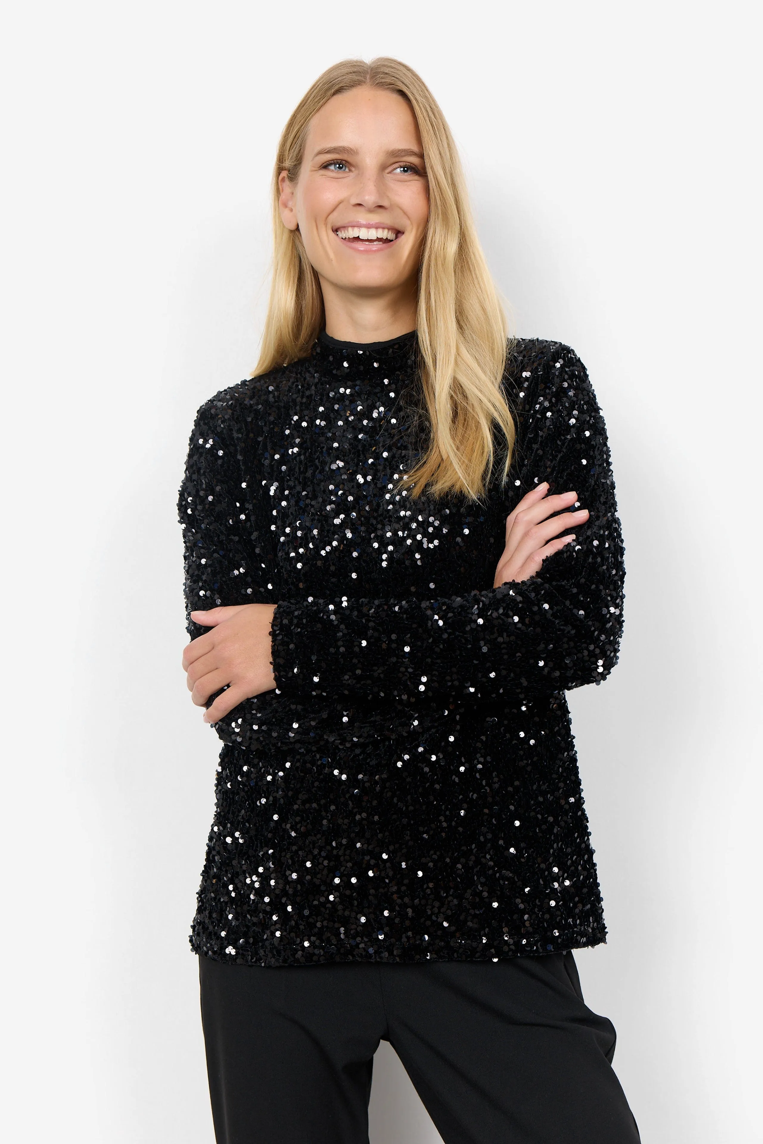 Soya Concept Sequin Top Black