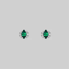 TALIA. Green Quartz Cluster Stud Silver Earrings