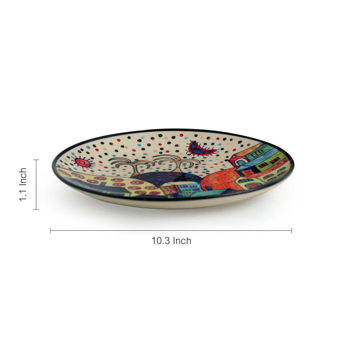 'The Hut Family' Handpainted Ceramic Dinner Plates (10 Inch, Set Of 6)