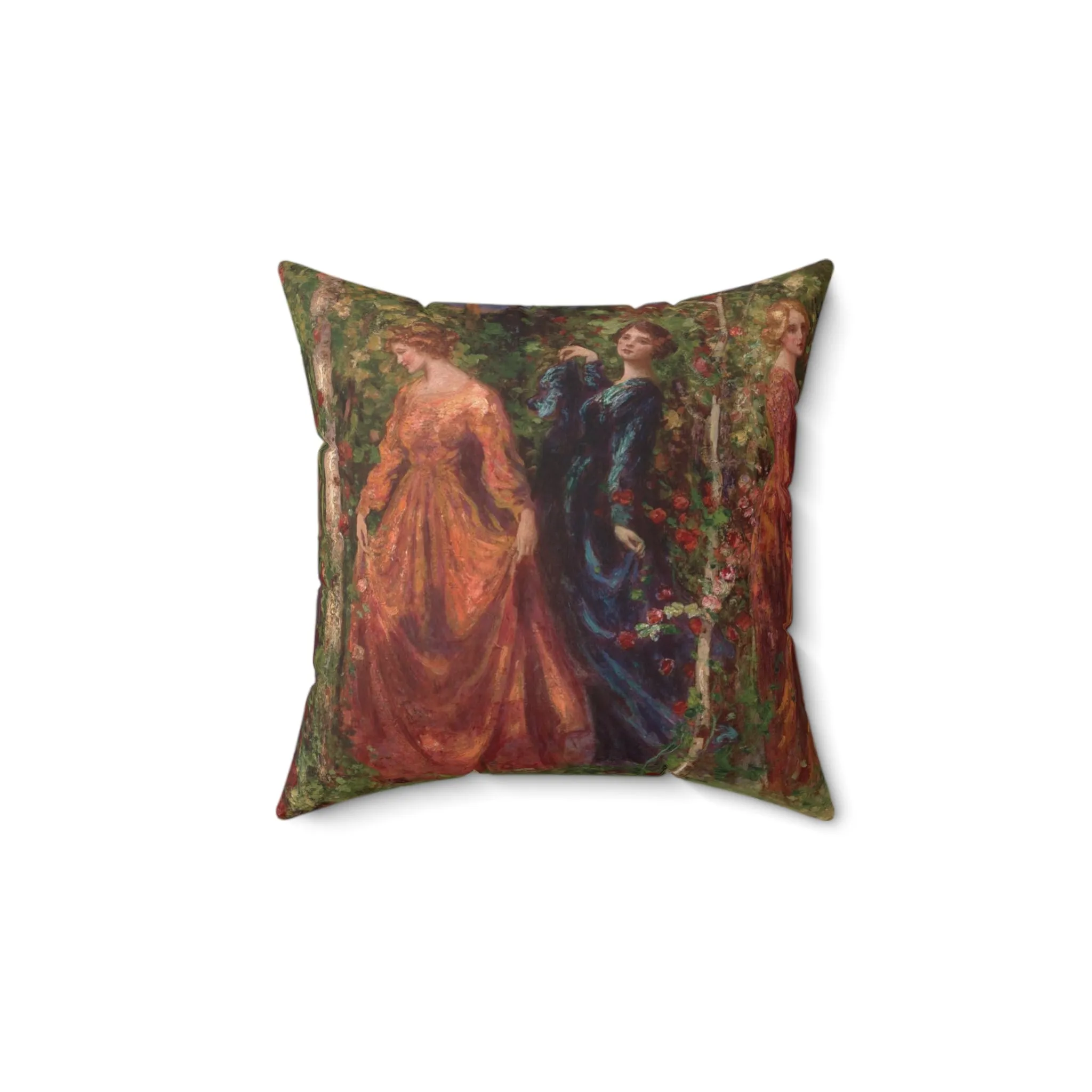 Thomas Mostyn: "Gather Ye Rosebuds While Ye May" - Spun Polyester Square Pillow