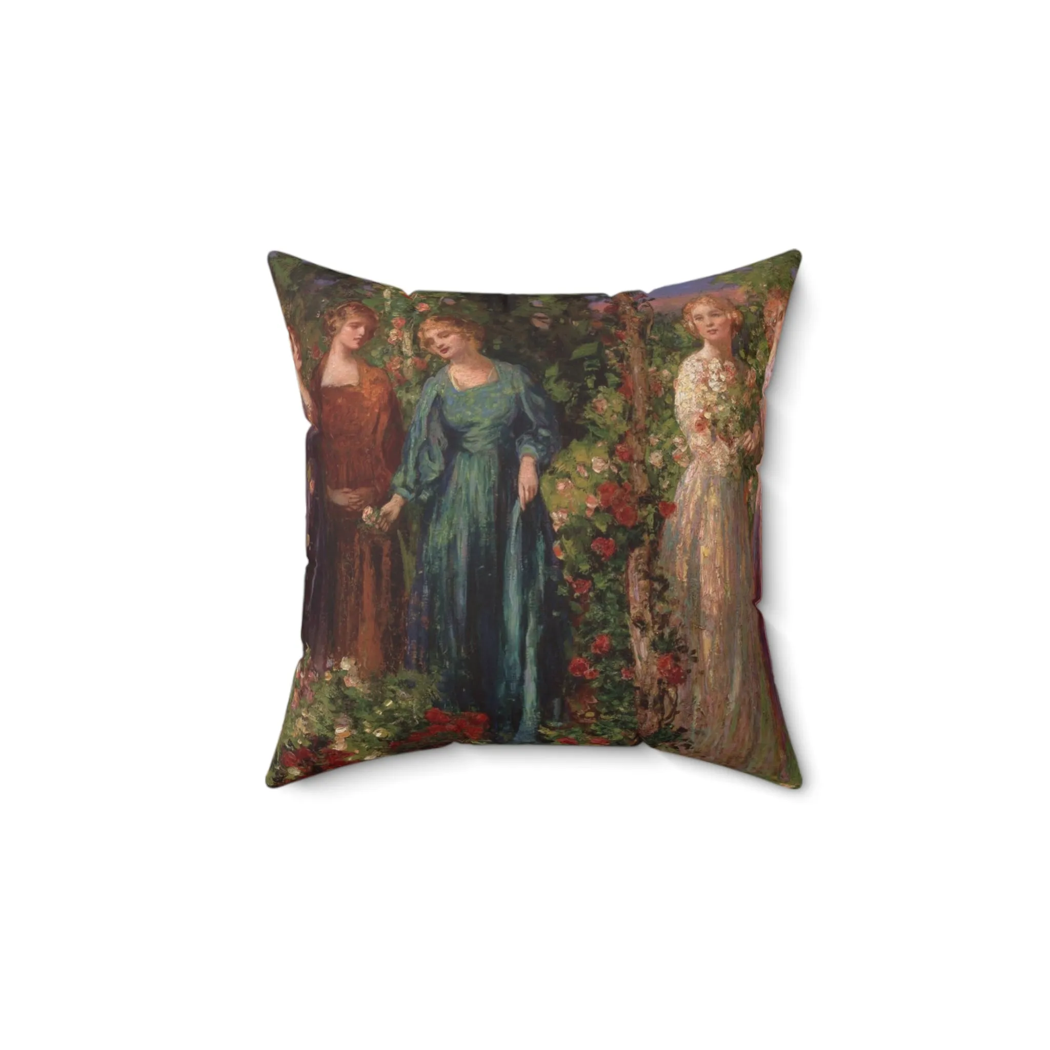 Thomas Mostyn: "Gather Ye Rosebuds While Ye May" - Spun Polyester Square Pillow