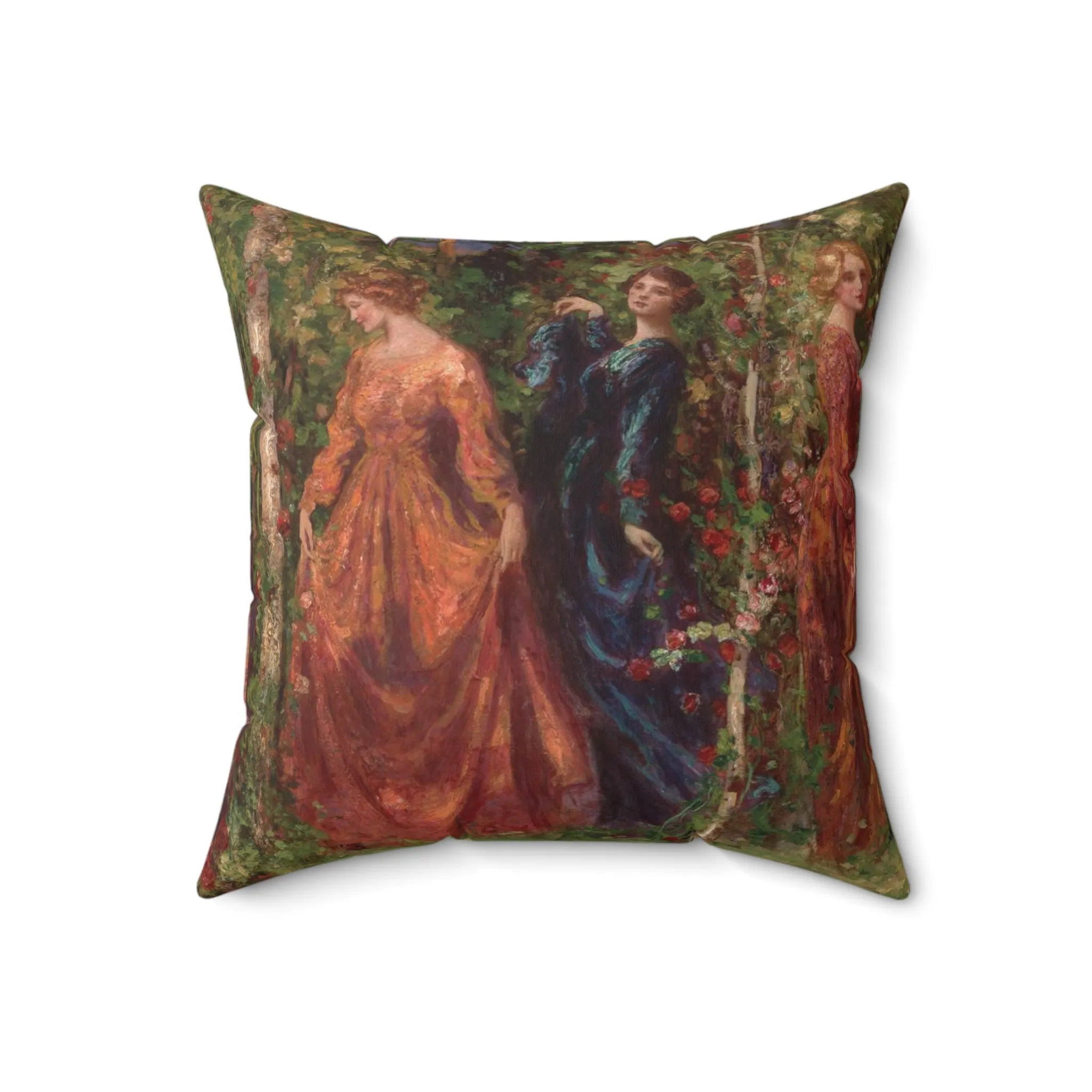 Thomas Mostyn: "Gather Ye Rosebuds While Ye May" - Spun Polyester Square Pillow