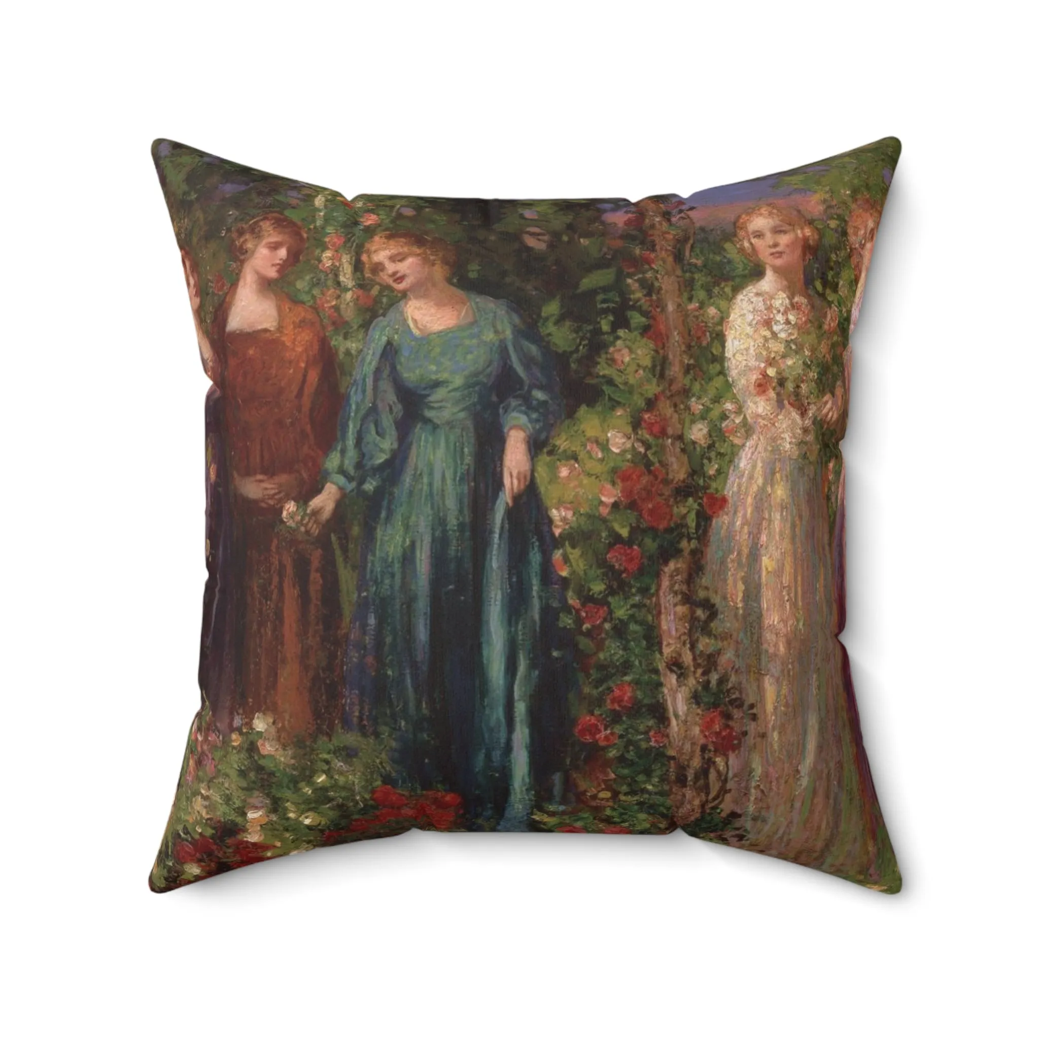 Thomas Mostyn: "Gather Ye Rosebuds While Ye May" - Spun Polyester Square Pillow