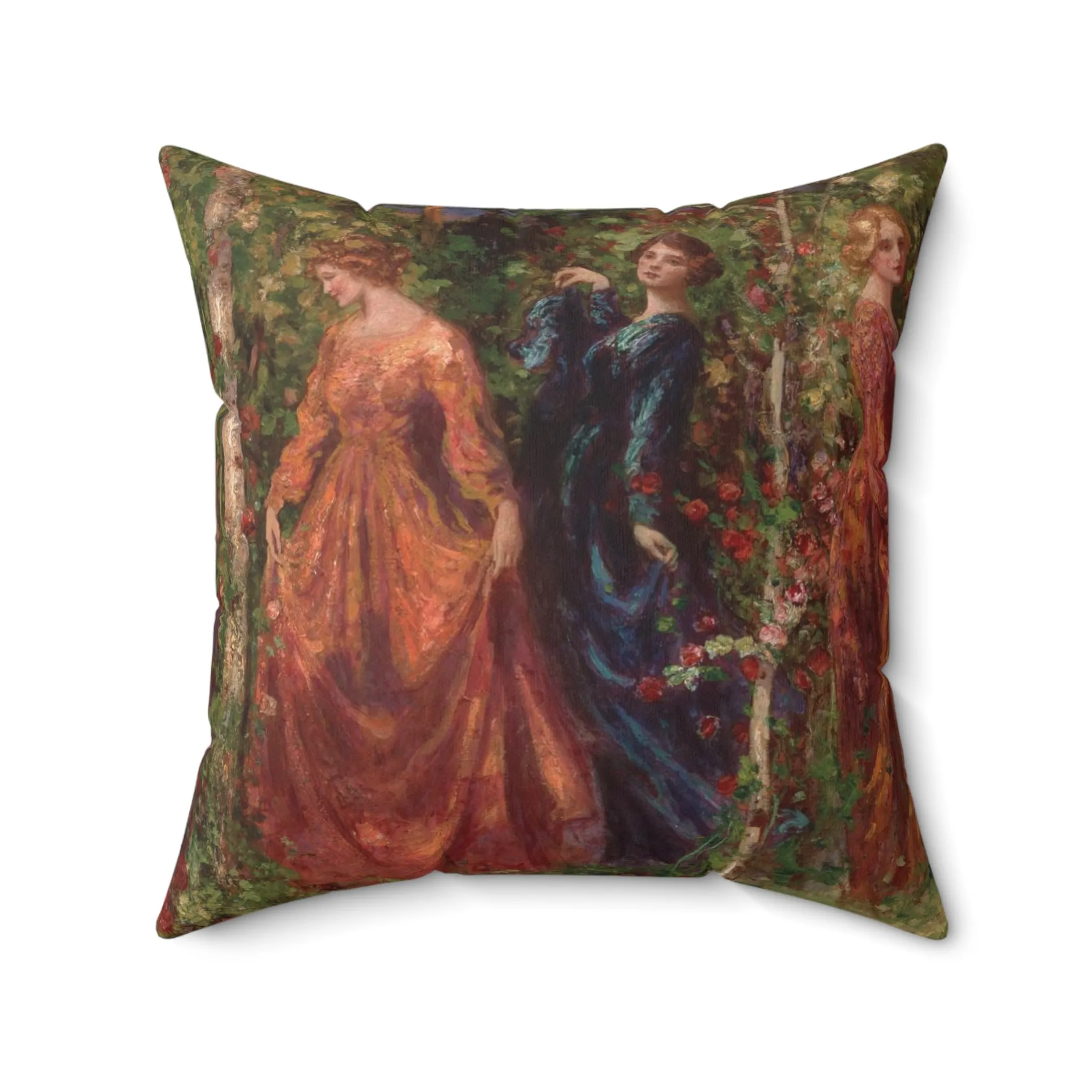 Thomas Mostyn: "Gather Ye Rosebuds While Ye May" - Spun Polyester Square Pillow