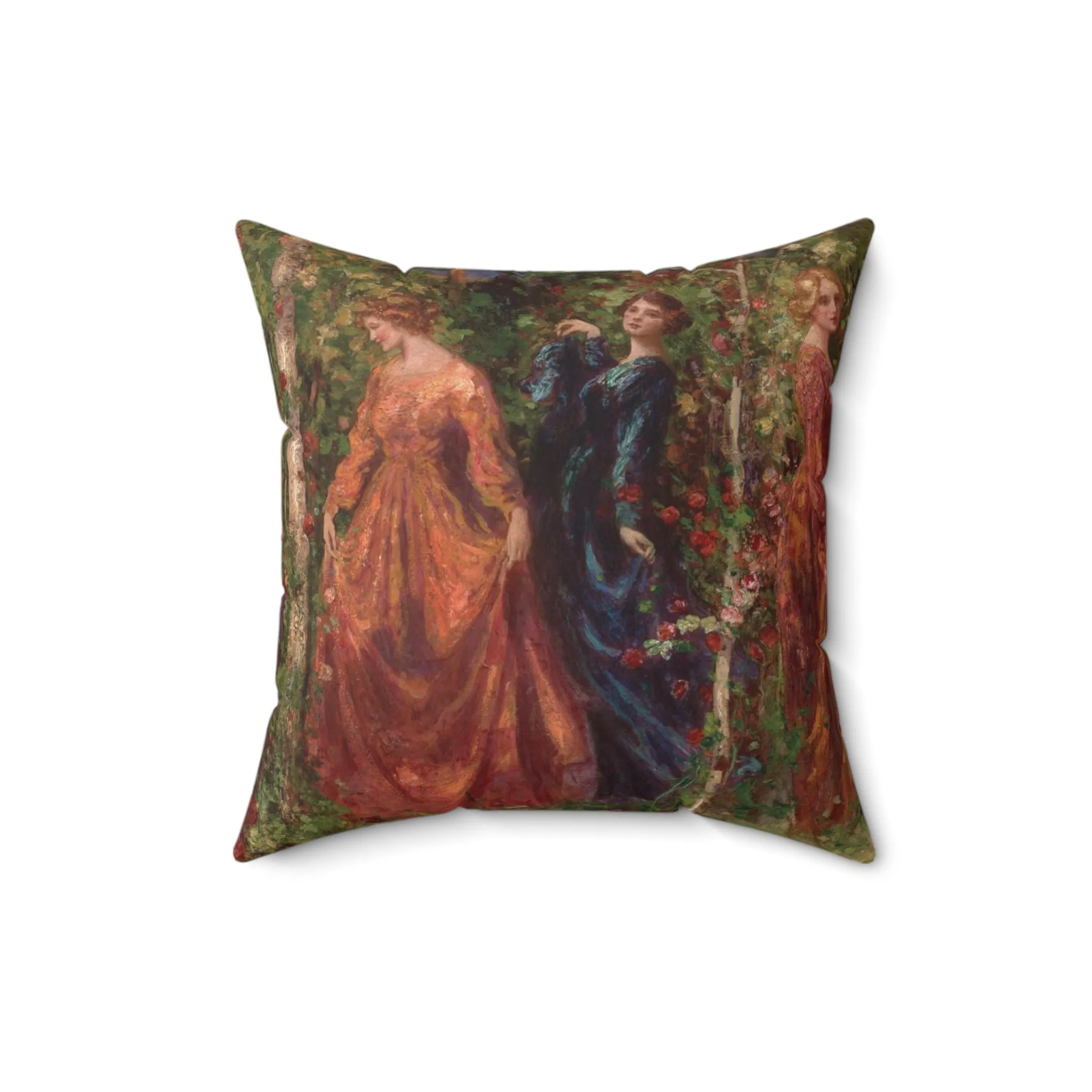 Thomas Mostyn: "Gather Ye Rosebuds While Ye May" - Spun Polyester Square Pillow