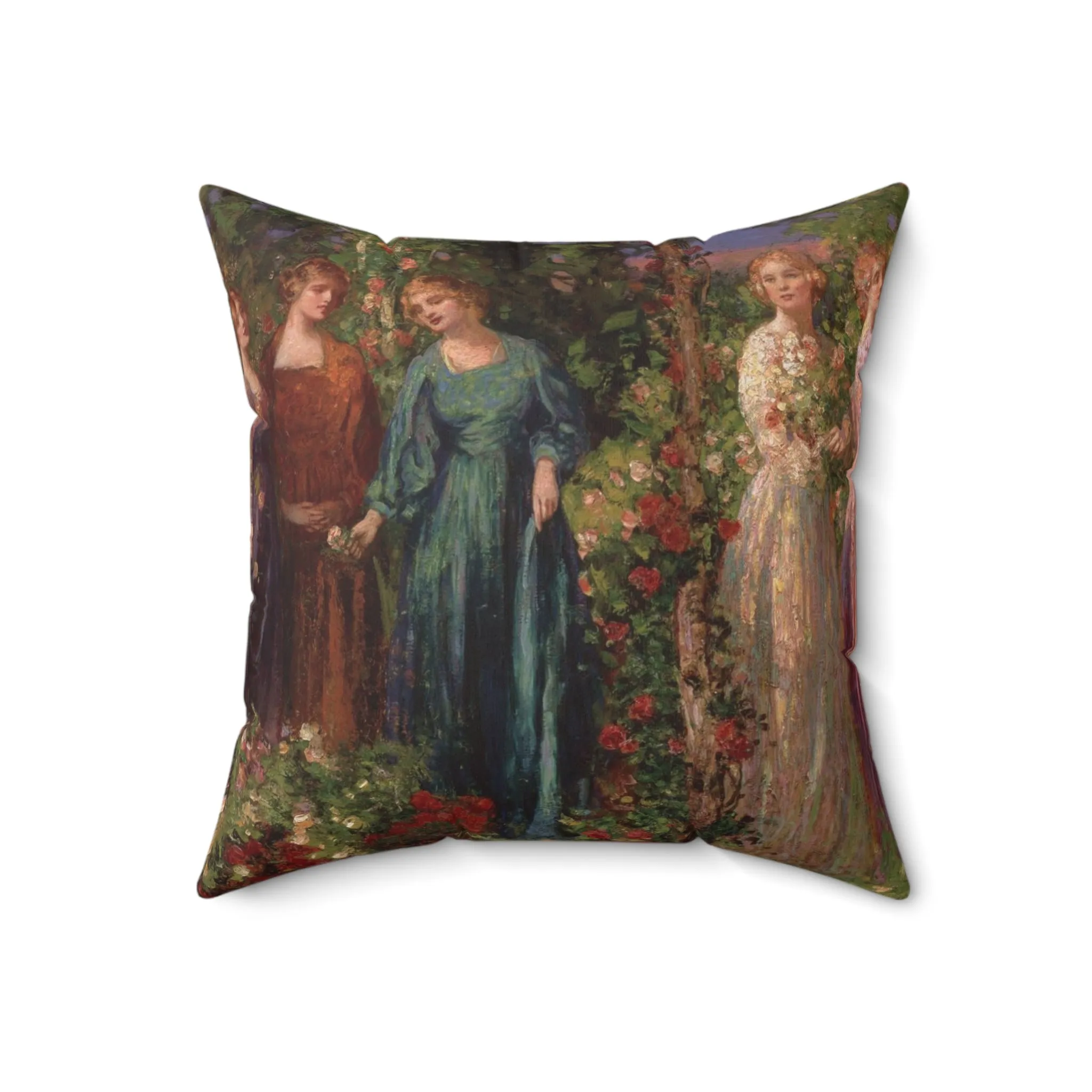 Thomas Mostyn: "Gather Ye Rosebuds While Ye May" - Spun Polyester Square Pillow