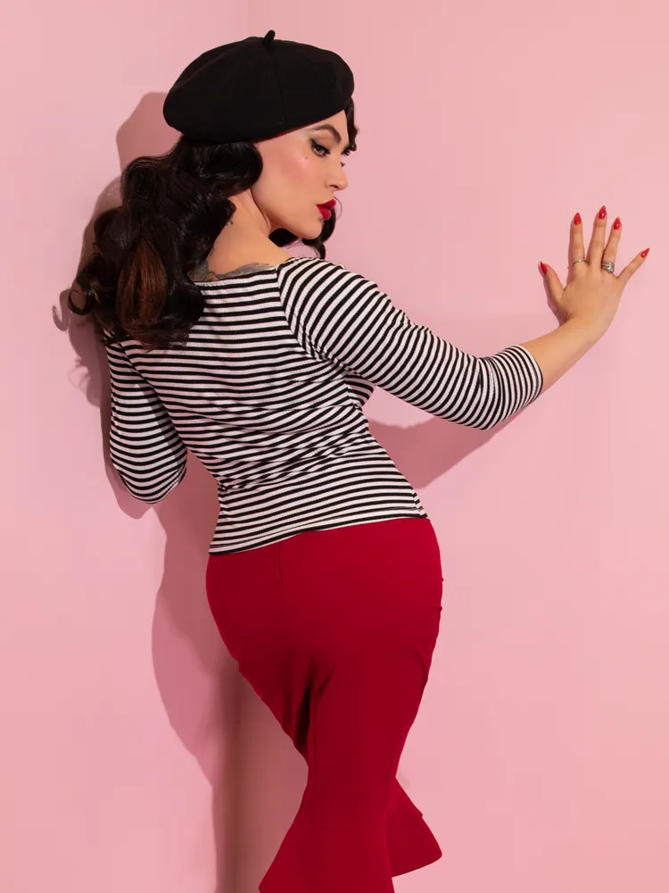 Tie Me Up Top in Black and White Stripes - Vixen by Micheline Pitt