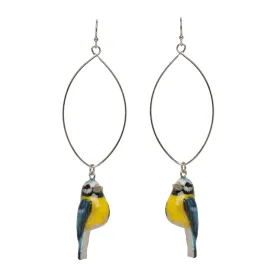 Tiny Blue Tit Oval Drop Earrings