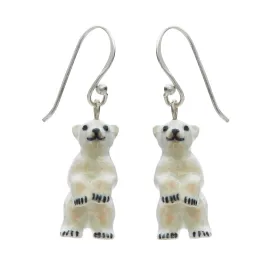 Tiny Standing Polar Bear Drop Earrings