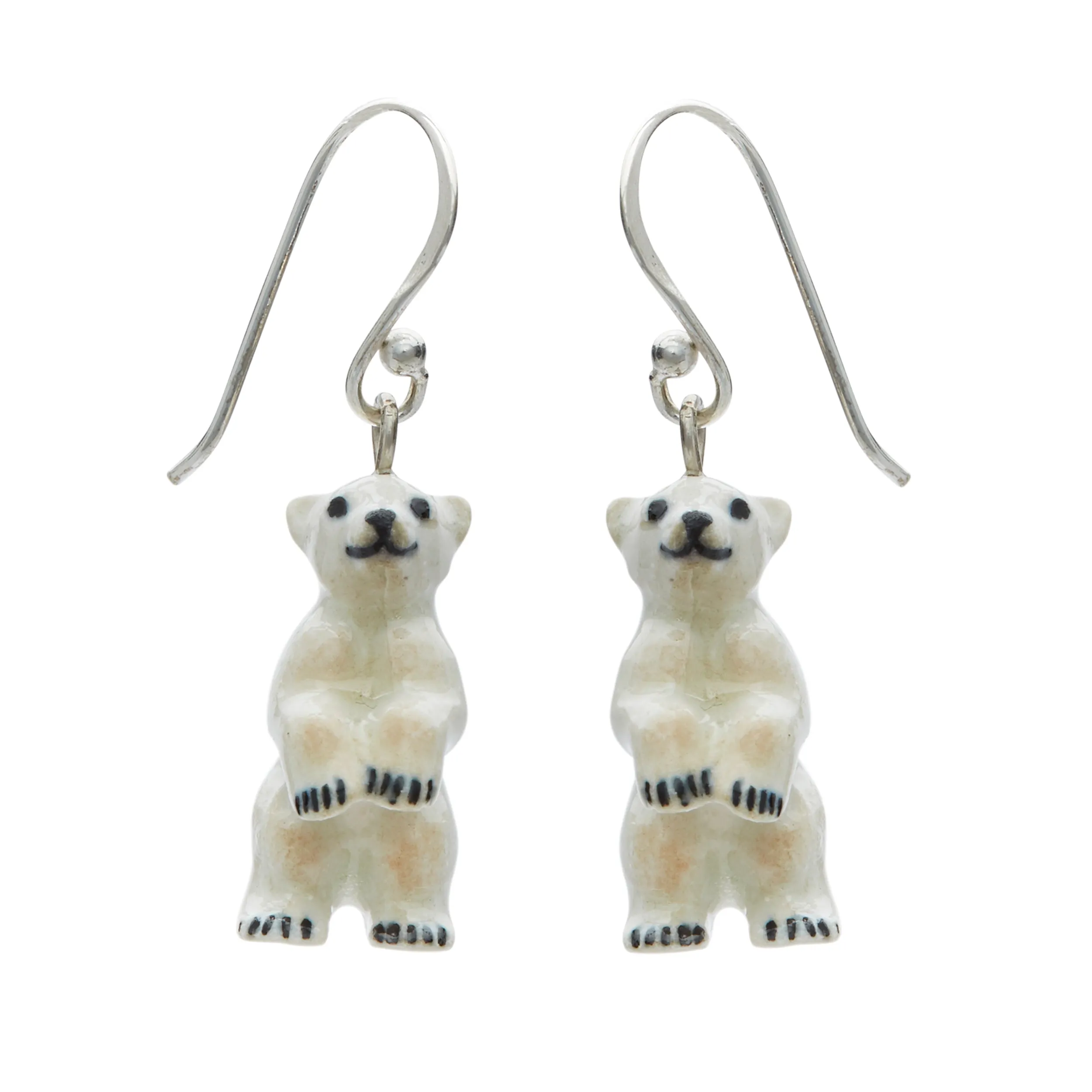 Tiny Standing Polar Bear Drop Earrings