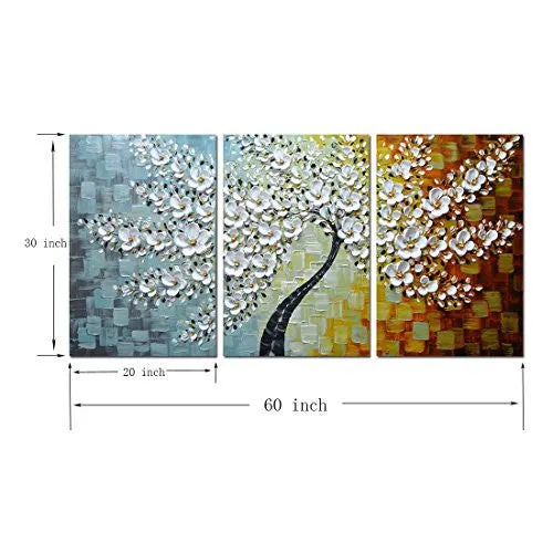 V-INSPIRE PAINTINGS, 20X30INCHX3 PAINTINGS OIL HAND PAINTING 3D HAND-PAINTED ON CANVAS ABSTRACT ARTWORK ART WOOD INSIDE FRAMED HANGING WALL DECORATION ABSTRACT PAINTING