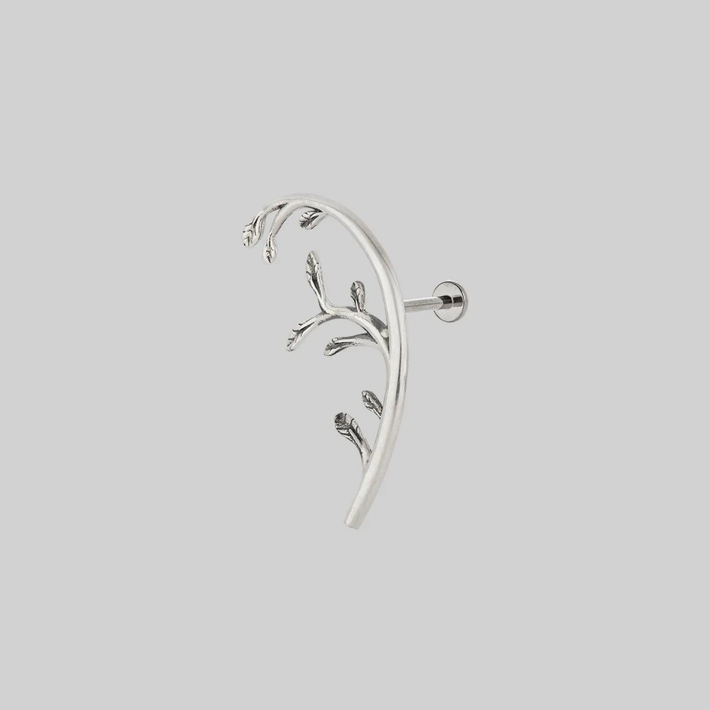 VENETIA. Delicate Leaf Vine Stud Earring - Silver