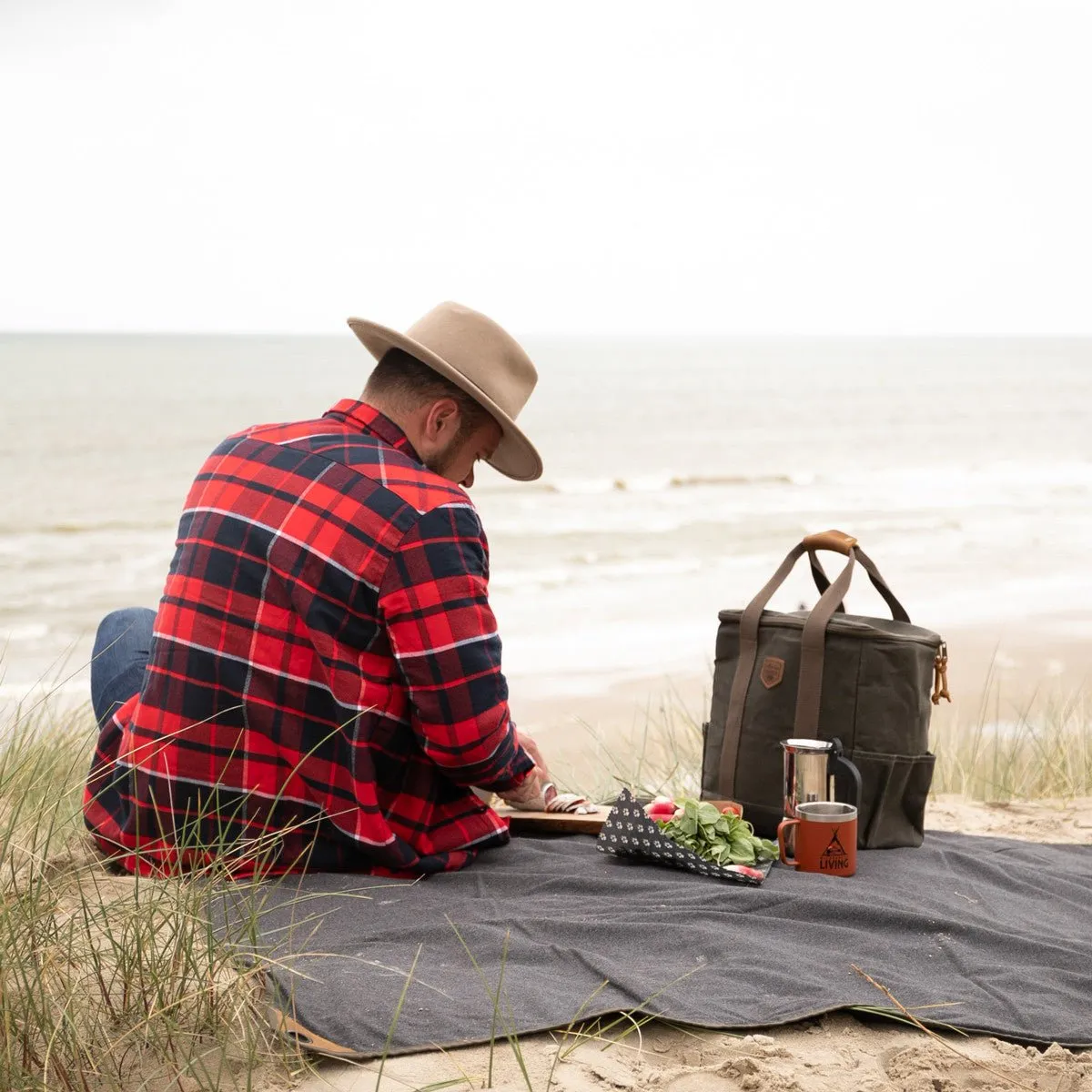 Waxed Canvas & Leather Picnic Rug