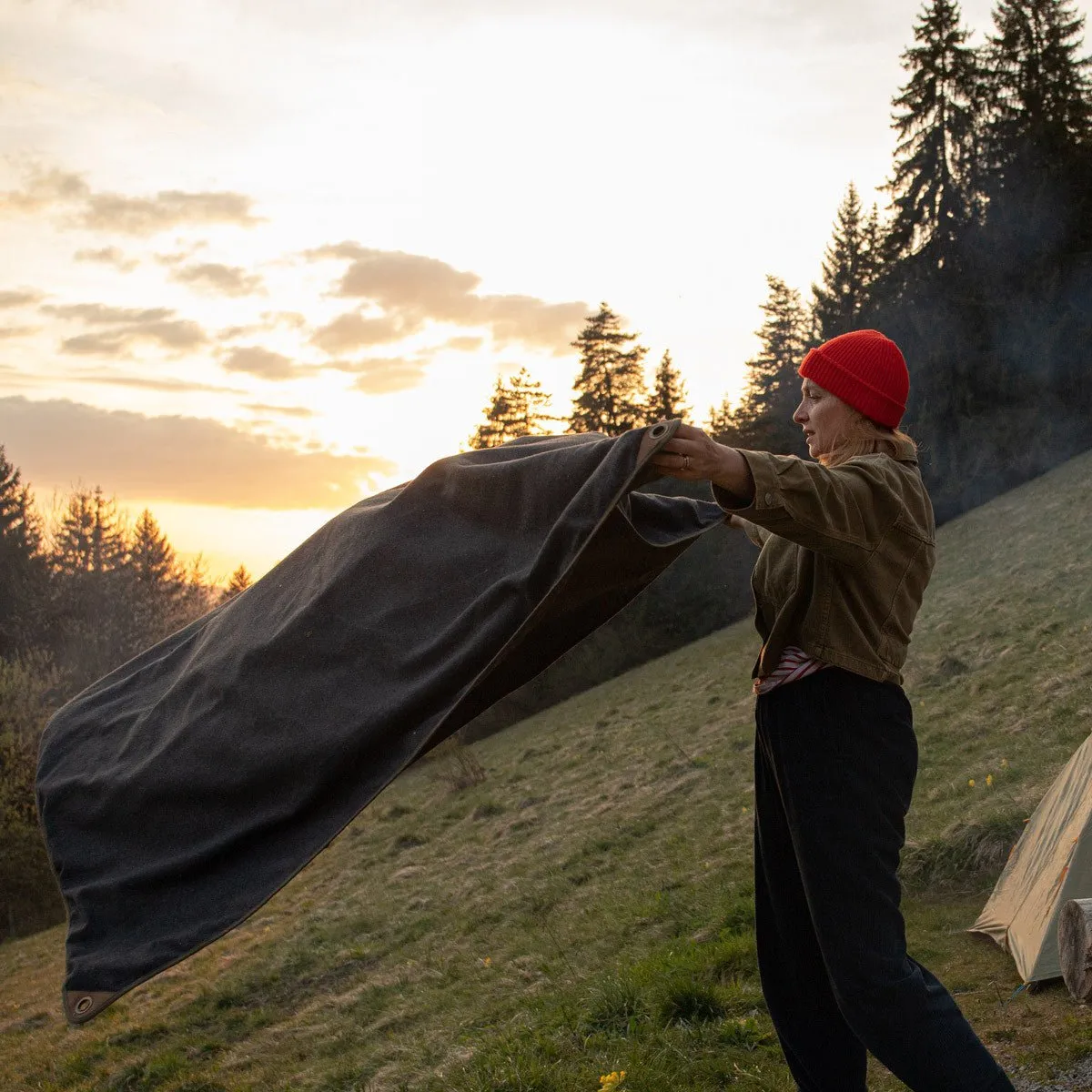 Waxed Canvas & Leather Picnic Rug