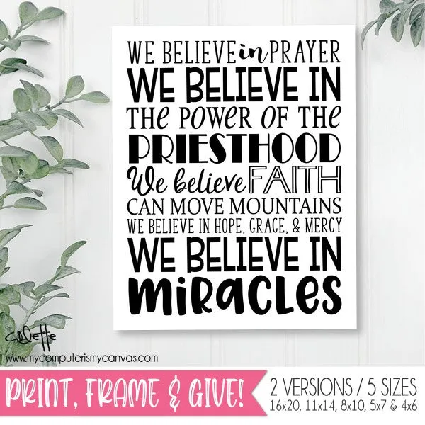 We Believe in MIRACLES {Subway Art} PRINTABLE