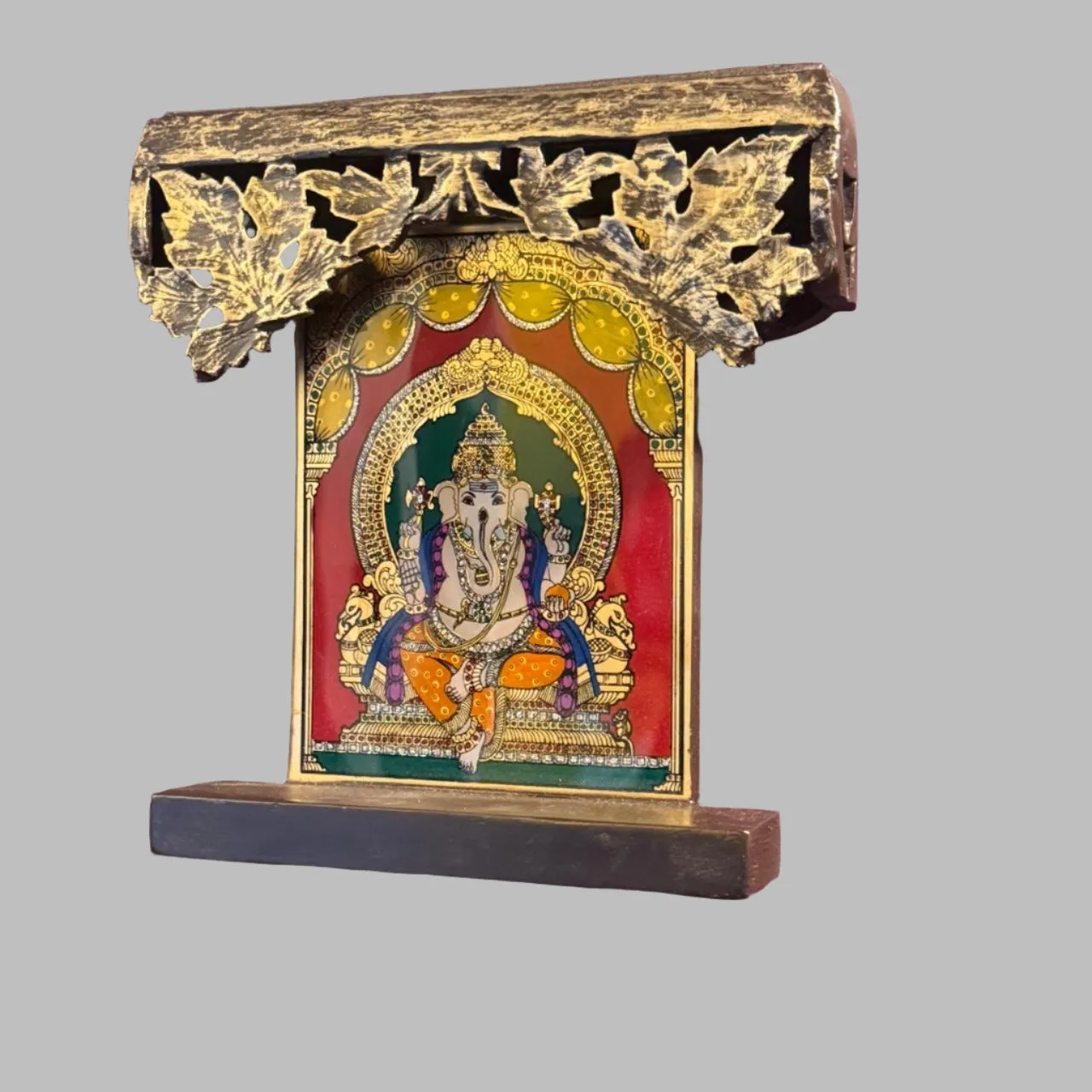 Wooden Framed Glass Tanjore ( Ganeshji )  -1